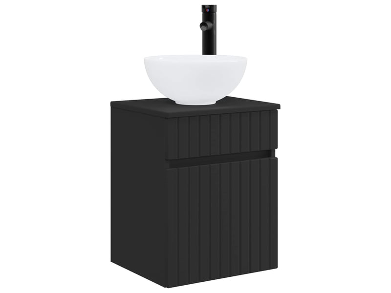  Meuble de lavabo mural, rangement salle de bain noir 39x35x63 cm bois d'ingénierie  - Conforama A