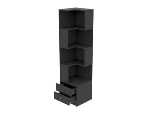 Étagère d'angle avec led 4 niveaux et 2 tiroirs en mdf noir 45 x 43.5 x 180 cm