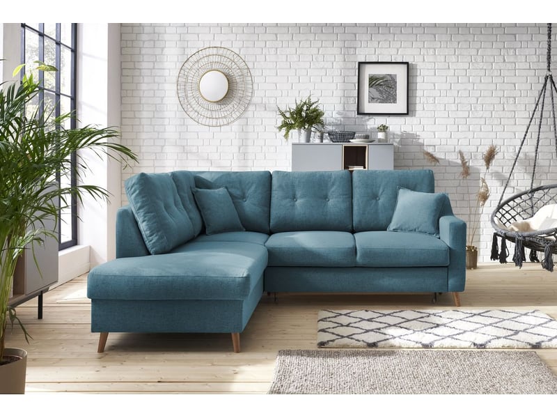  Bobochic canapé d'angle l convertible sweden bleu foncé  angle gauche SWEDEN - Conforama C