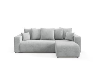 Canapé d'angle réversible convertible   4 places Velours gris avec coffre de rangement