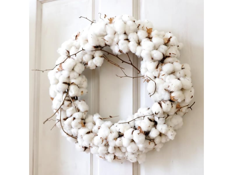  Lot de 20 fleurs de coton naturel séchées, tiges artificielles, branches décoratives pour balcon, maison, table, composition florale  - Conforama E