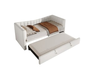 Lit gigogne 90x200 cm BEAOK   coloris blanc