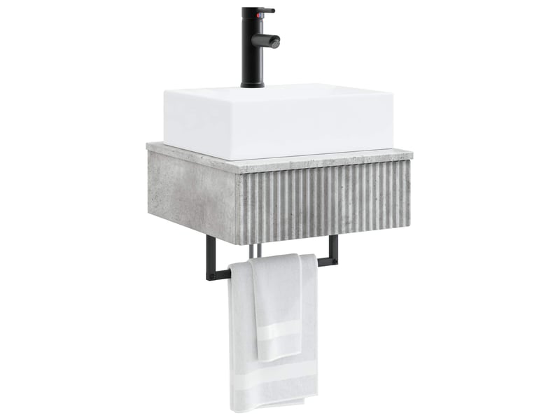  Basin de lavage mural, lavabo gris béton 40x41x39 cm  - Conforama C