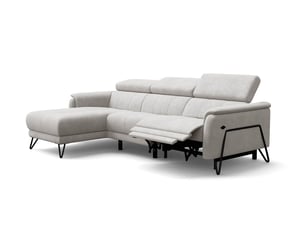 Canapé d'angle 4 places roden avec relax, tissu velours crème