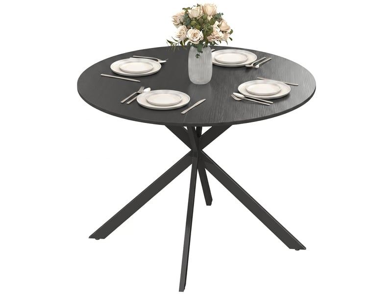  Table à manger ronde 4 personnes en acier noir ø 100 x h 75 cm  - Conforama B