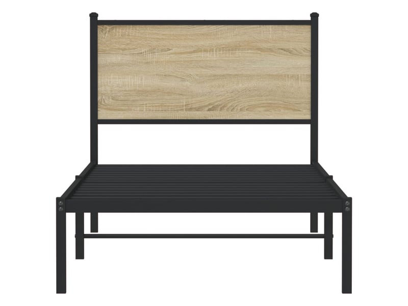  Lit simple- lit adulte -  cadre de lit en métal sans matelas chêne sonoma 80x200 cm  - Conforama D