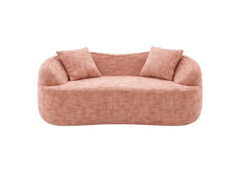  Canapé droit 2 places avec 2 coussins, pour salon, chambre, rose  - Conforama A