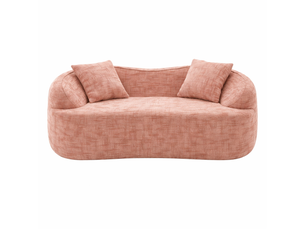 Canapé droit 2 places avec 2 coussins, pour salon, chambre, rose