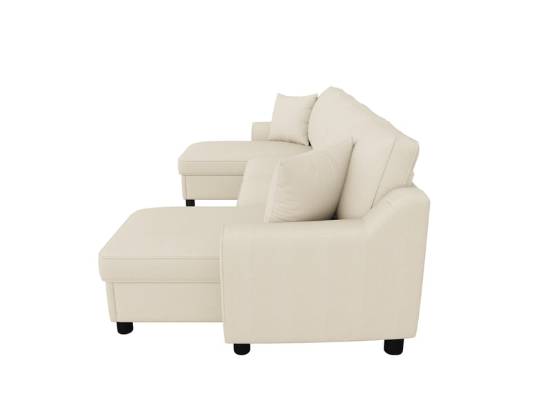 Canapé d'angle, canapé convertible – 2 places, en chenille, 280 × 137 × 84 cm, beige, avec méridienne, avec rangement - Conforama B