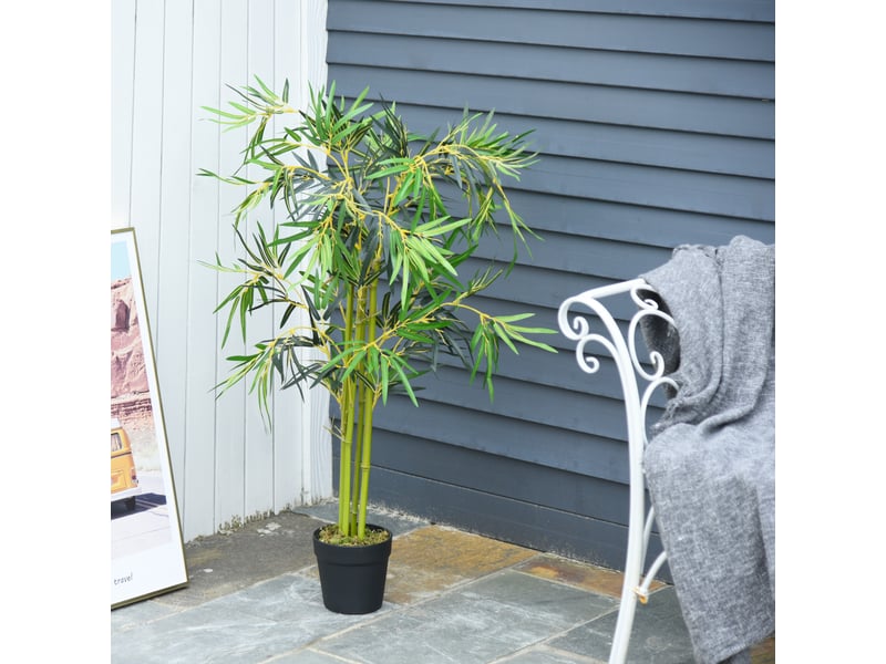  Bambou artificiel en pot, plante artificielle pour décoration intérieure et extérieure, hauteur 120 cm, vert  - Conforama D