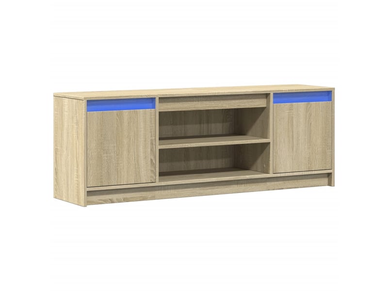 Meuble tv - banc tv - meuble de rangement avec led chêne sonoma 139,5x34x50cm bois d'ingénierie - Conforama C