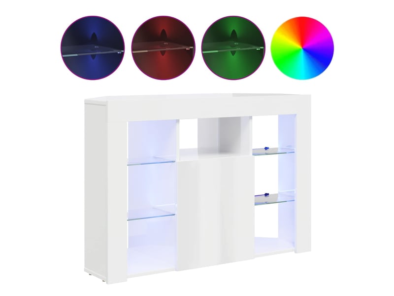  Meuble tv - banc tv - meuble de rangement led d'angle 100x40x68cm blanc brillant  - Conforama D