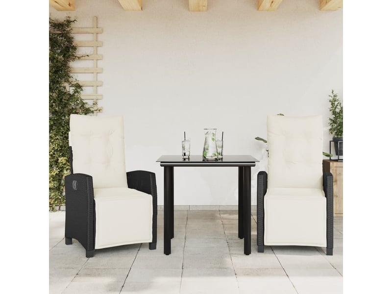  Ensemble à manger de jardin avec coussins 3 pcs, salon de jardin, mobilier de salle à manger noir shl8038  - Conforama B