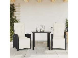 Ensemble à manger de jardin avec coussins 3 pcs, salon de jardin, mobilier de salle à manger noir shl8038