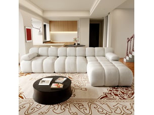 Canapé d'angle compressé droit fixe <strong>MODFU</strong> <strong></strong> 4 places Tissu blanc