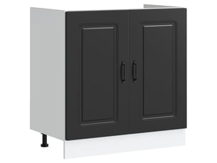 Meuble de cuisine, meuble bas pour évier kalmar noir 80x46x81,5cm bois ingénierie shl9269