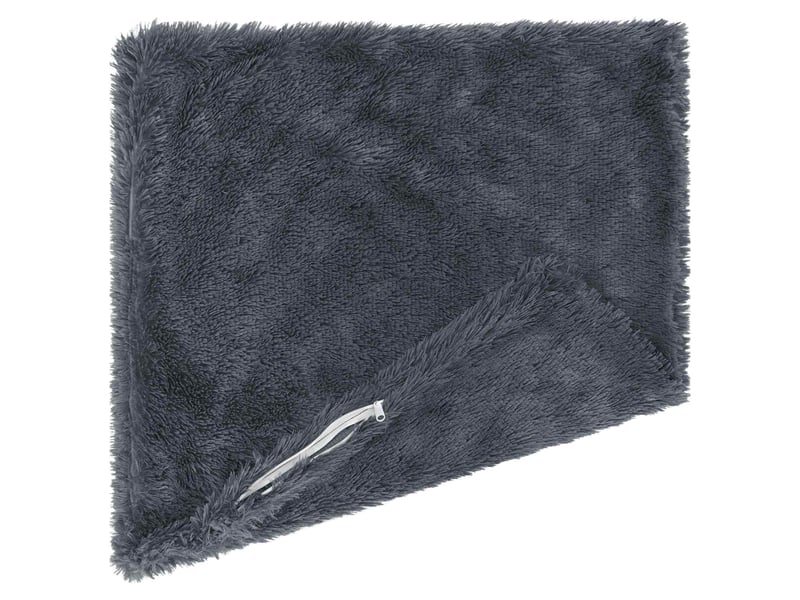 Lot de 2 coussins avec oreiller, coussins décoratifs heerlen anthracite fleece pv cf50372 - Conforama D