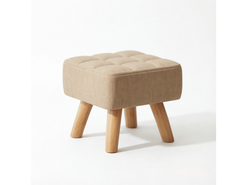  Pouf carré rembourré capitonné tissu marron clair 27 x 27 x 26 cm T5828P543240 - Conforama A