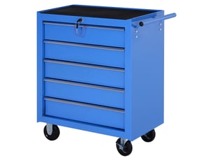 Chariot d'atelier mobile avec 5 tiroirs, servante à outils rouge en acier, coffre pratique pour garage et atelier