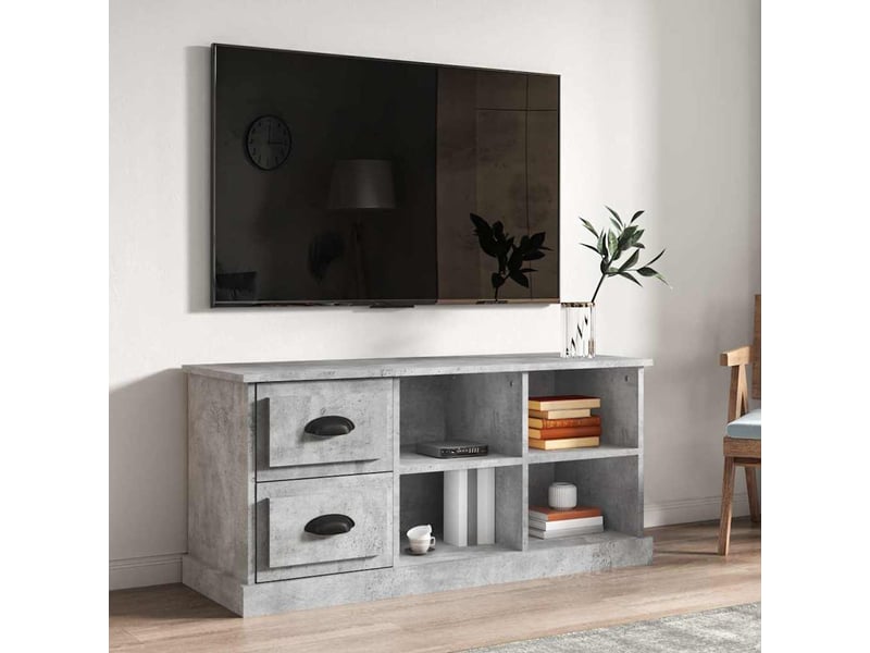  Meuble tv - banc tv - meuble de rangement gris béton 102x35,5x47,5 cm bois d'ingénierie  - Conforama B