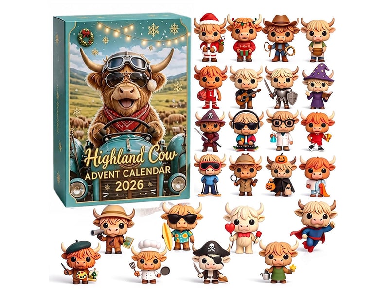  Calendrier de l’avent vache highland, 24 figurines miniatures à découvrir, décoration de noël  - Conforama A