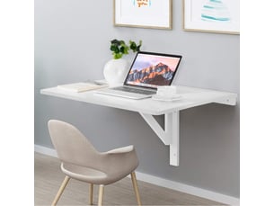 Table murale rabattable pliable en bois, support mural pliant, double pliage, gain de place, charge 20kg, 80 x 60 x 45 cm (blanc)
