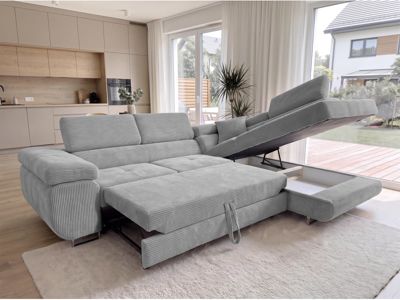  Canapé convertible konak 276 cm avec coffre et têtières – gris clair Konak - Conforama C