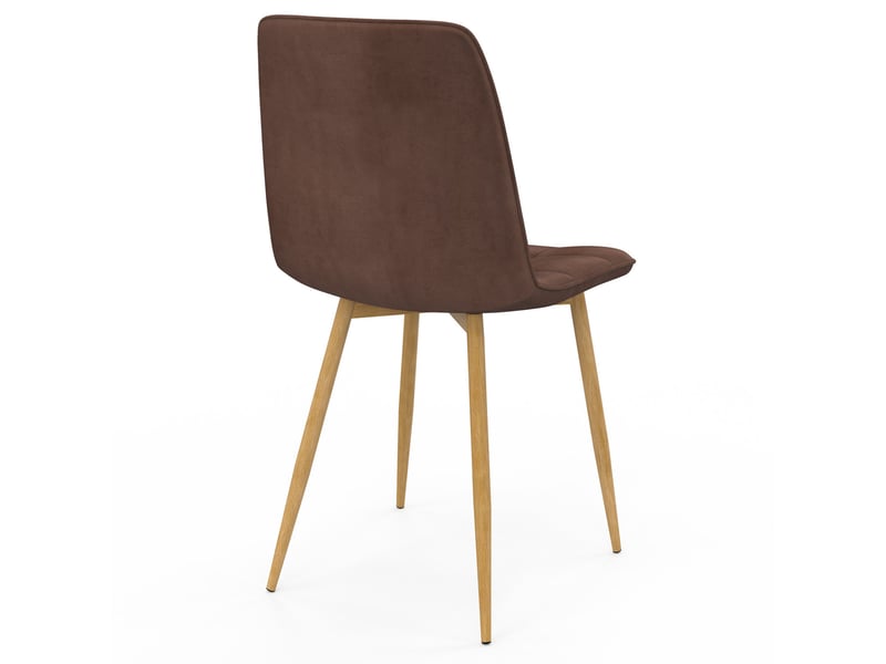 Lot de 6 chaises mila en velours mix color taupe x2, beige x2, marron x2 et pieds effet bois pour salle à manger  - Conforama D
