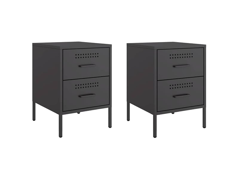  Lot de 2 tables de chevet - cabinet de chevet - table de nuit noir 36x39x50,5 cm acier  - Conforama A