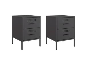 Lot de 2 tables de chevet - cabinet de chevet - table de nuit noir 36x39x50,5 cm acier