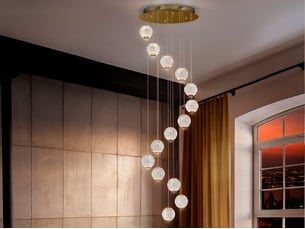 Schuller austral suspension moderne à 5 lumières led cluster drop, globes de cristal sculptés sphériques, 1264lm, 3200k