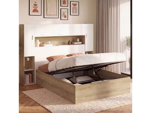Lit coffre 140x190 cm <strong>ID MARKET</strong>  <strong></strong> coloris bois clair
