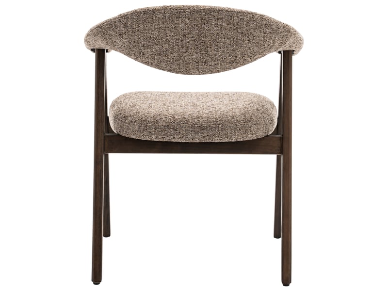  Lot de 2 chaises en bois teinte noyer foncé et tissu chiné taupe barbara  - Conforama C