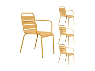 Lot de 4 chaises de jardin en métal moutarde avec accoudoirs - baca