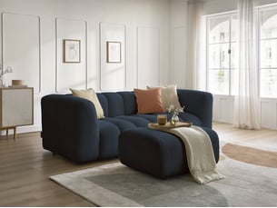 Canapé droit fixe BOBOCHIC TALIA 3 places Tissu bleu