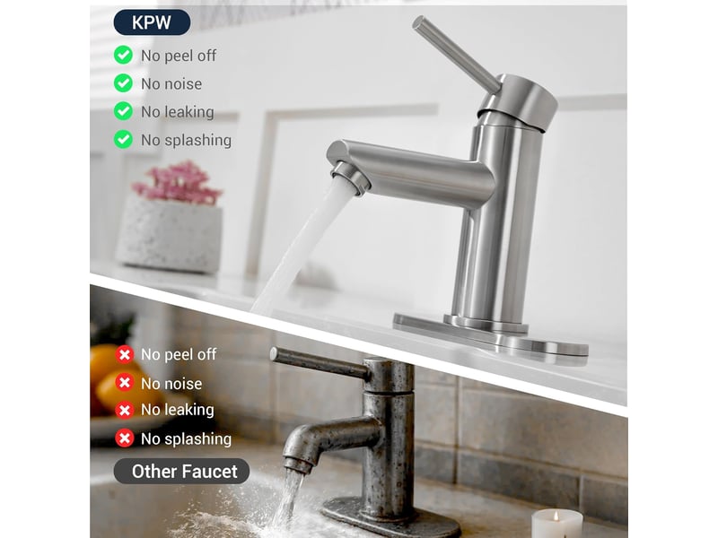  Robinet de lavabo en acier inoxydable, monotrou et monocommande (compatible camping-car), installation sur plage 16cm Washbasin faucet - Conforama E