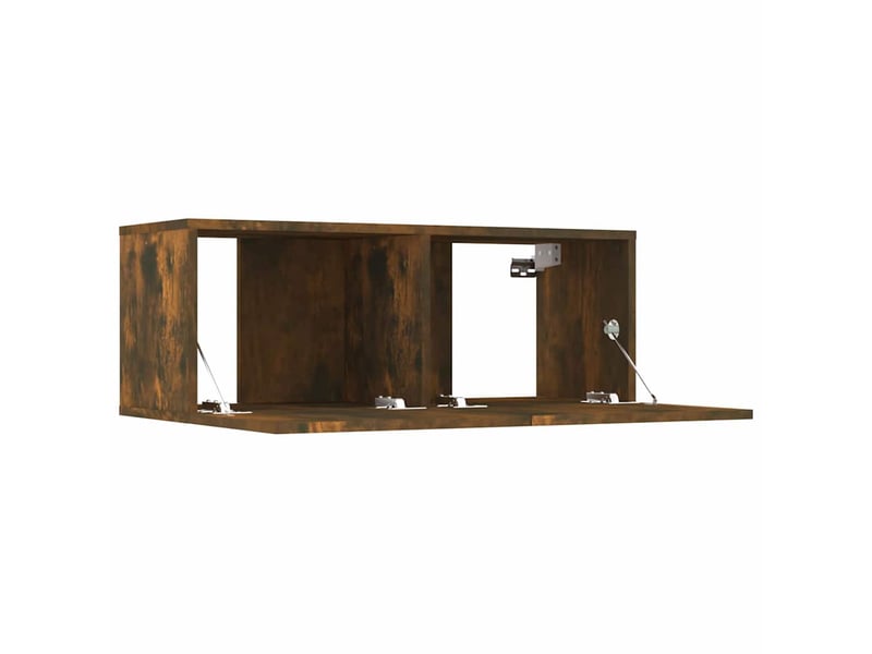  Lot de 2 meuble tv bas salon chêne fumé 80x30x30 cm bois d'ingénierie  - Conforama E