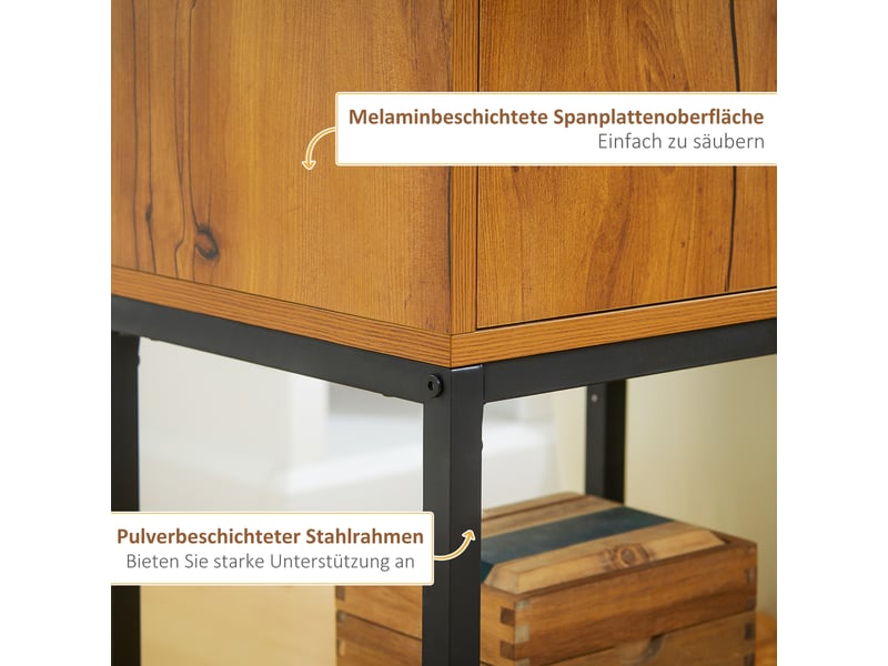  Table console avec 1 armoire en panneau mélaminé et acier 40x30x76 cm  - Conforama E