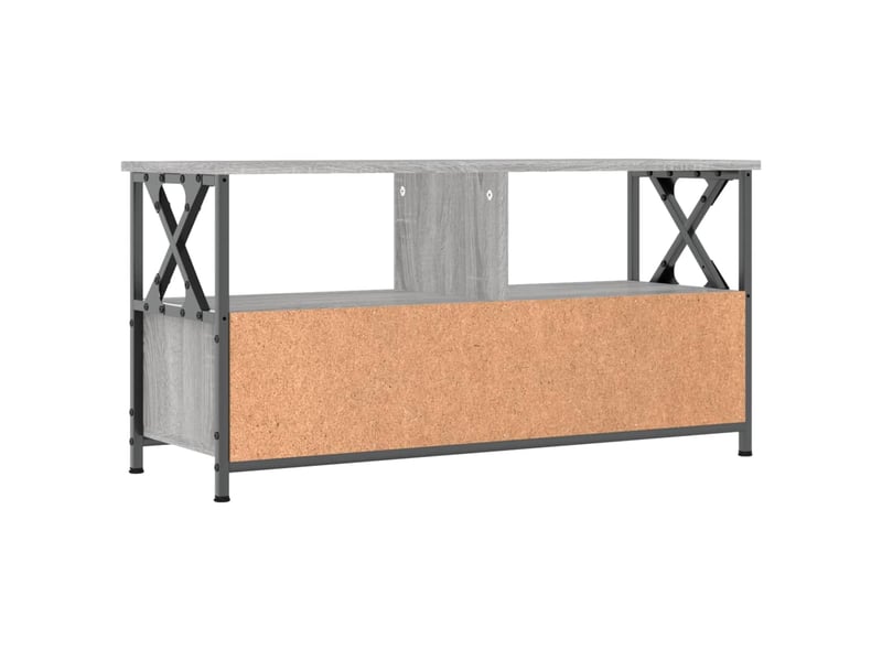  Meuble tv - banc tv - meuble de rangement sonoma gris 90x33x45 cm bois d'ingénierie et fer  - Conforama E