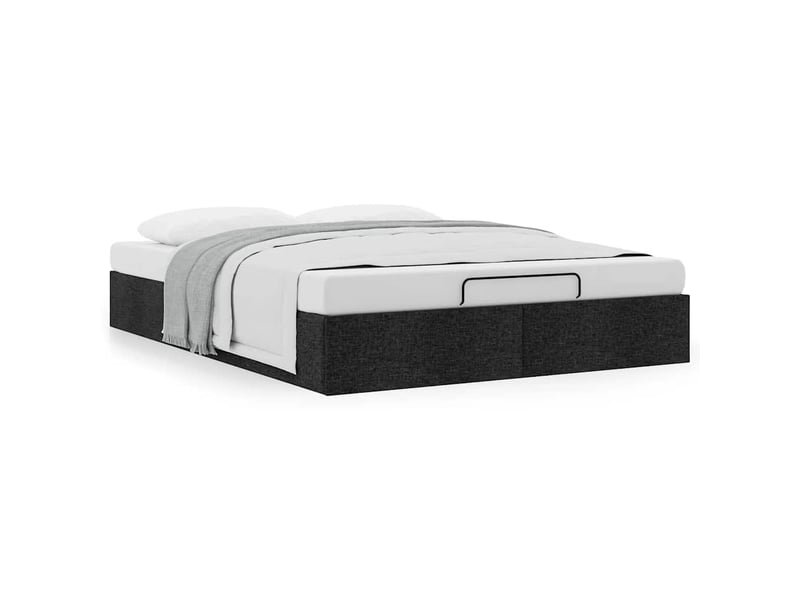  Lit double- lit adulte -  cadre de lit ottoman sans matelas noir 140x200 cm tissu  - Conforama C