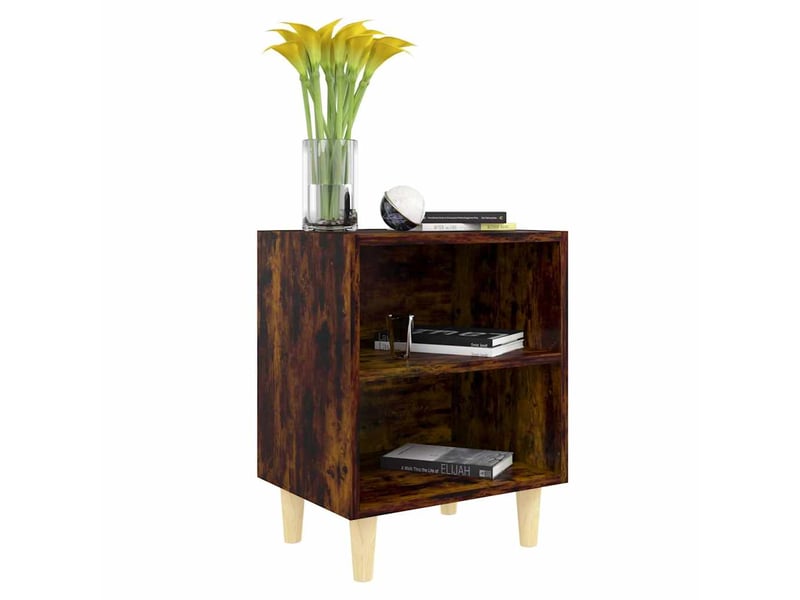  Lot de 2 tables de chevet - cabinet de chevet - table de nuit et pieds en bois chêne fumé 40x30x50 cm  - Conforama E