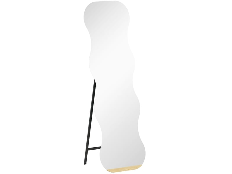  Miroir sur pied ondulé sans cadre 50 x 160 cm – noir – support métal, base en pin – placement libre  - Conforama A