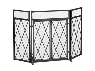 Pare-étincelles pliable, 3 pièces, 120 cm x 79 cm, noir