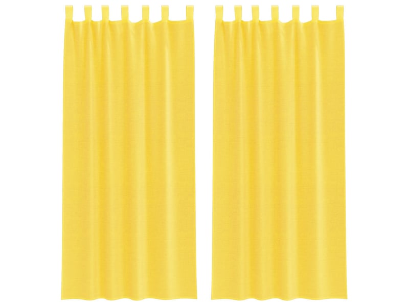  Lot de 2 rideaux en voile, voilages avec boucles jaune 140x245 cm cf44305  - Conforama A
