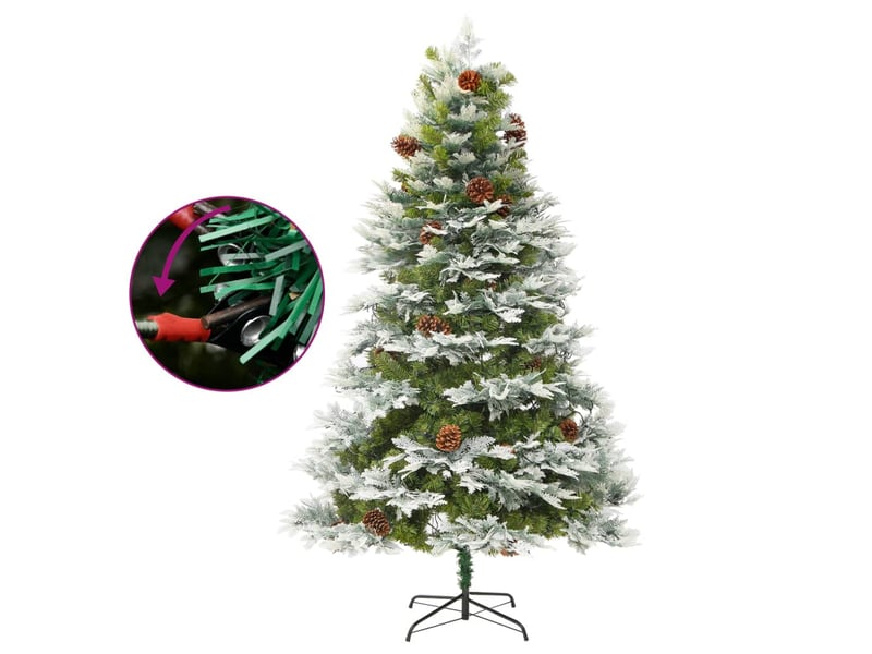  Sapin de noël, arbre de noël pré-éclairé et pommes de pin vert 195cm pvc et pe  - Conforama C