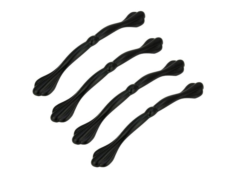  4 poignées de meubles métalliques de couleur noire de 128 mm  - Conforama A