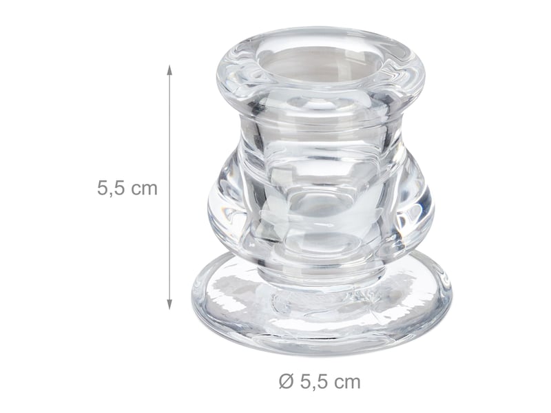  Lot de 6 porte-bougies ronds design cosy salle à manger 10 x 10 cm en verre transparent 13_0014657  - Conforama A