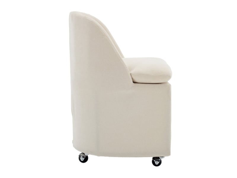  Chaise rembourrée chenille beige (lot de 2) - roulettes universelles - sans accoudoirs - housse amovible  - Conforama D