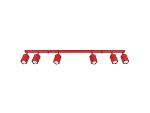 Plafonnier rayo 6l rouge aluminium moderne 16.5x117x6cm