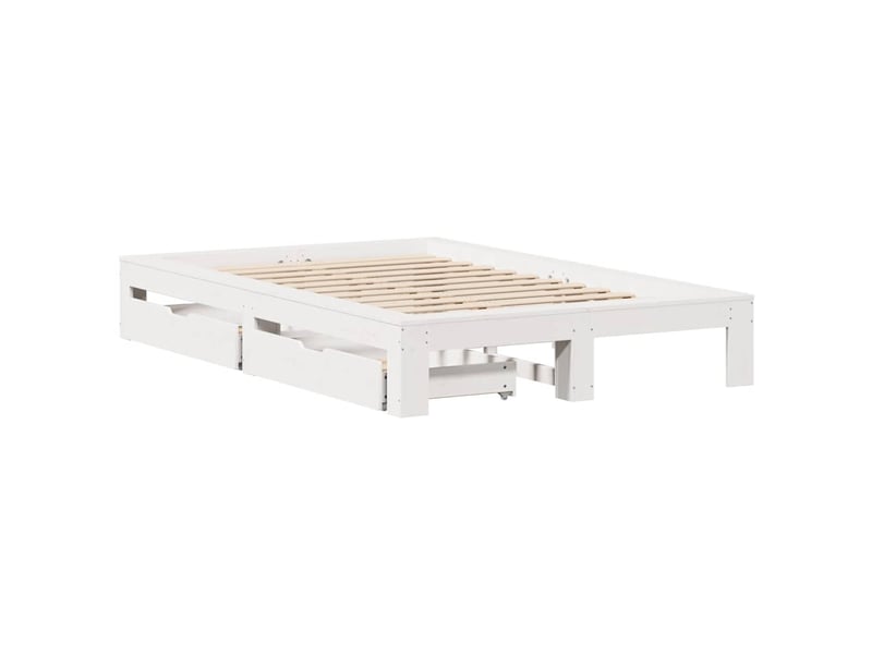  Lit double- lit adulte -  cadre de lit sans matelas blanc 135x190 cm bois de pin massif  - Conforama B